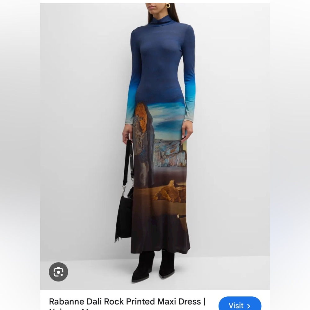 ISO NOT FOR SALE. RABANNE Dali Rock Printed Maxi Dress in size small of FR 36